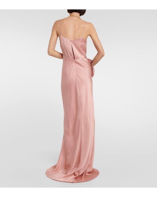 Max Mara Pink Bridal Selce Satin Slip Dress