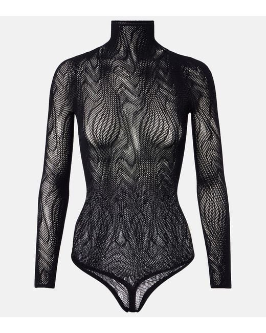 Wolford Black Sheer Mesh Bodysuit