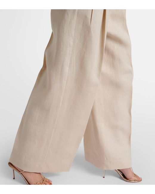 Pantalones anchos Lira de lino Max Mara de color Natural