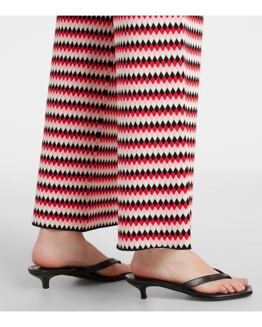 LaDoubleJ Red Checkers Knitted Wide-Leg Pants