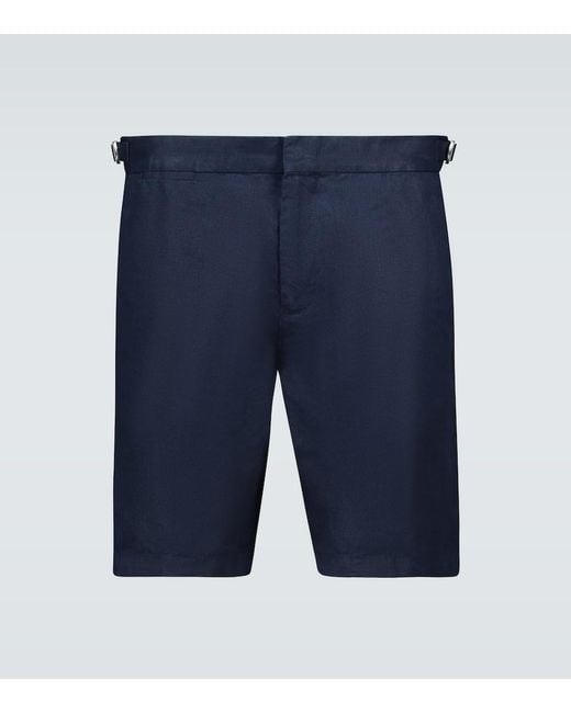 Orlebar Brown Blue Norwich Slim-Fit Linen Shorts for men