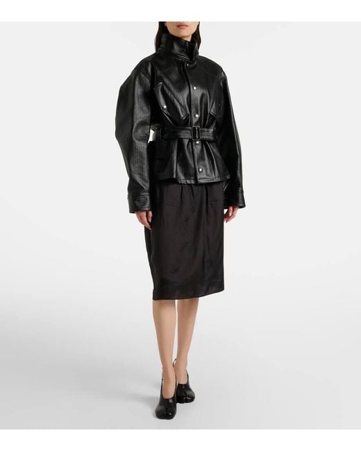 Maison Margiela Black Tabi Leather Slingback Wedge Sandals