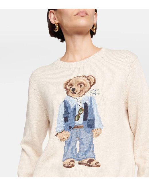 Polo Ralph Lauren Canyon Bear Jumper in White | Lyst