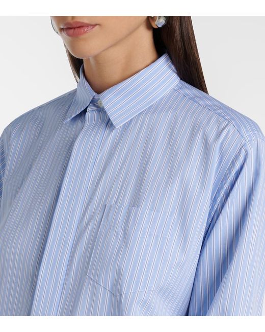 Sacai Blue Striped Cotton Poplin Shirt Dress