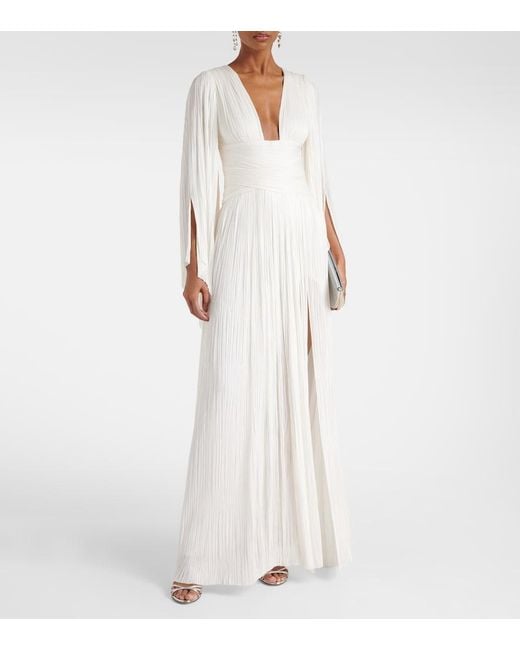 Maria Lucia Hohan White Alana B Plisse Silk Maxi Dress