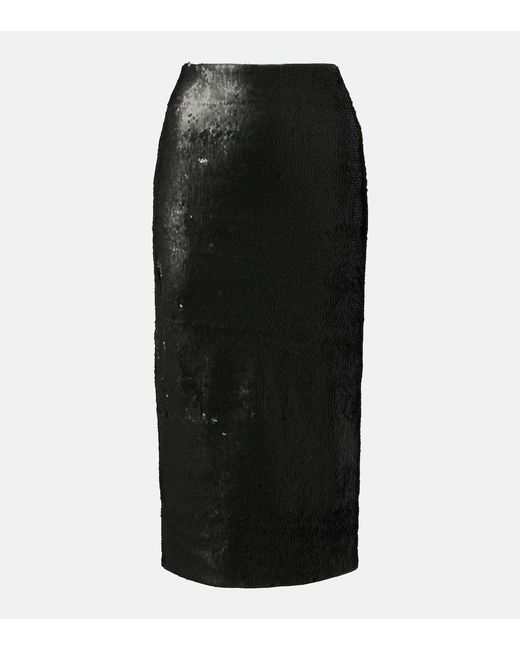 Emilia Wickstead Black Bethan Sequined Pencil Skirt
