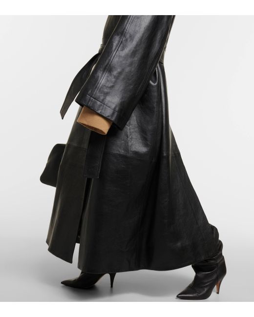 Trench-coat Minnie oversize en cuir Khaite en coloris Black