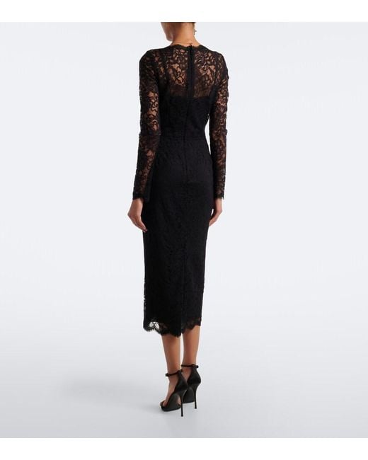 Dolce & Gabbana Black Lace Midi Dress