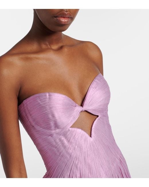 Maria Lucia Hohan Purple Stephanie Silk Tulle Bustier Gown