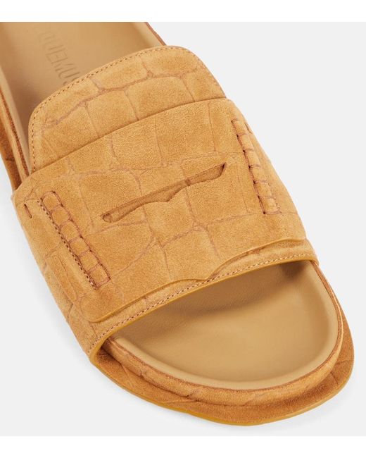 Jacquemus Brown Mocassin Suede Slides