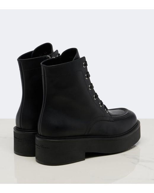 Gianvito Rossi Black Leather Lace-Up Boots