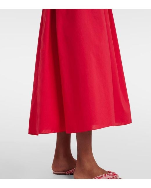 Faithfull The Brand Red Prali Cotton Midi Dress