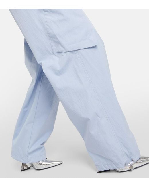 Dion Lee Blue Low-Rise Wide-Leg Cargo Pants