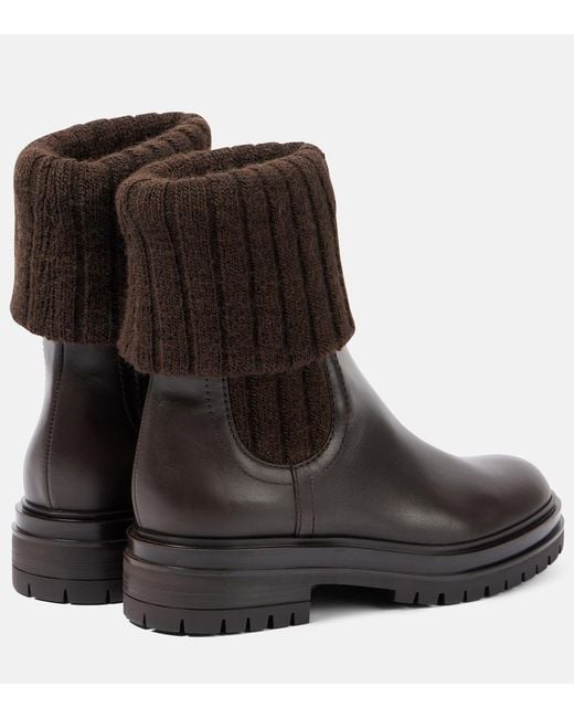 Gianvito Rossi Black Tenney Leather Chelsea Boots