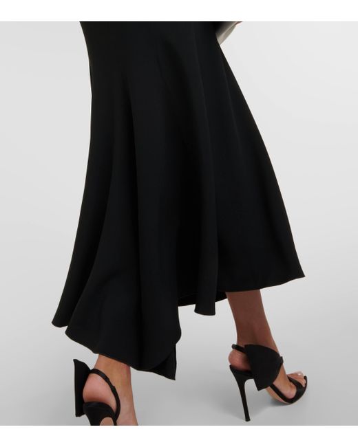 Victoria Beckham Black Gathered Asymmetric Maxi Dress