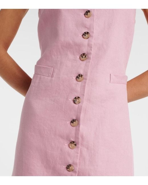 Faithfull The Brand Pink Jaques Linen Minidress