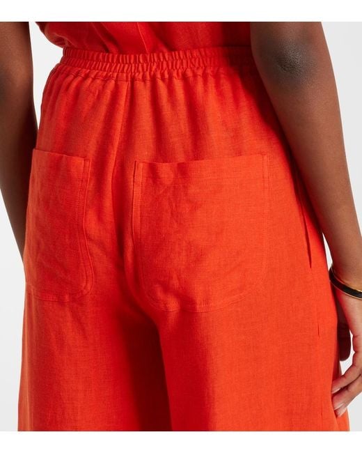 Eres Red Select Linen Wide-Leg Pants