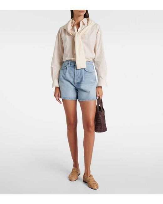 Agolde Blue Rhoda High-Rise Denim Shorts