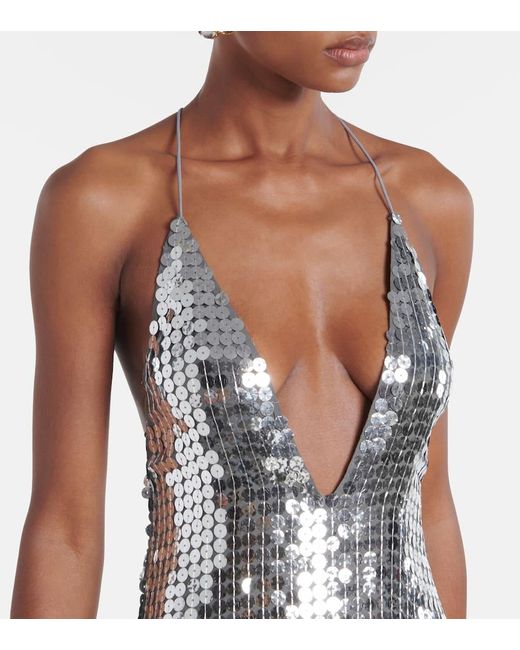 The New Arrivals Ilkyaz Ozel White Claudie Sequined Gown