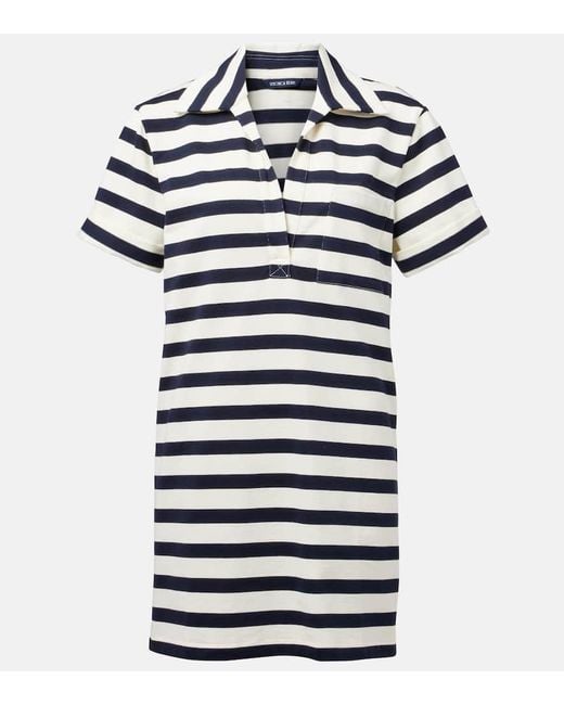 Veronica Beard Blue Cayden Striped Cotton Polo Dress
