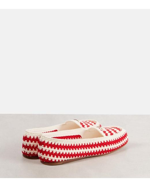 Prada Embroidered Crochet Loafers
