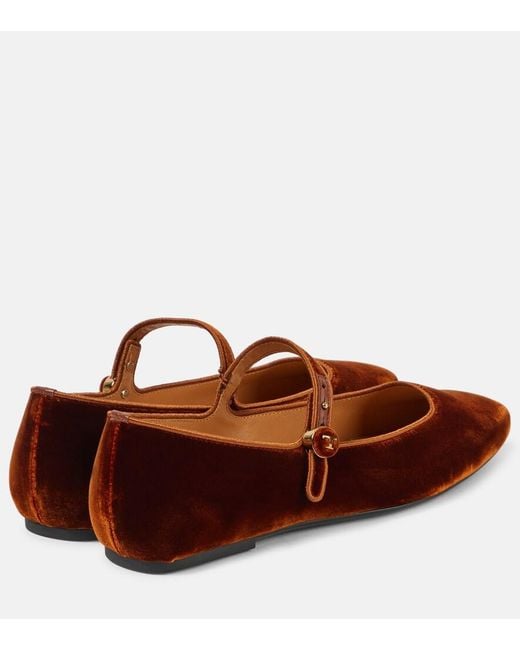 Tod's Brown Velvet Mary Jane Flats