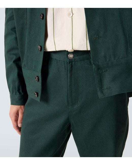 Bode Green Knolly Brook Cotton Twill Straight Pants for men