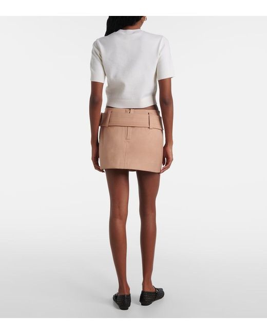 Patou Natural Belted Cotton Twill Miniskirt