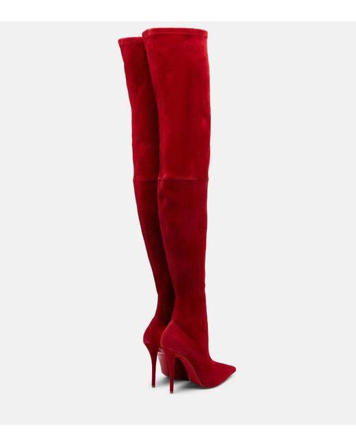 Christian Louboutin Red Miss Z 100 Suede Over-The-Knee Boots