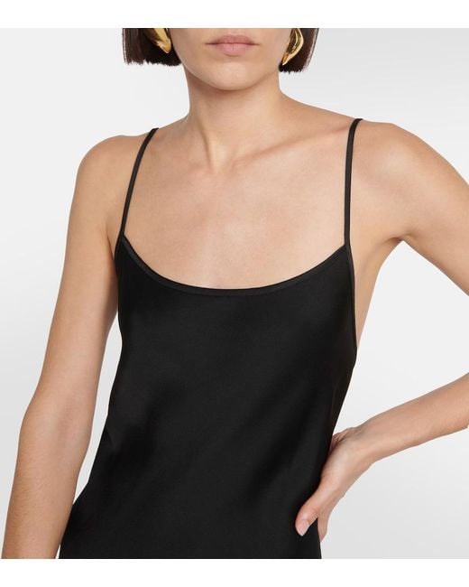 Victoria Beckham Black Satin Slip Dress