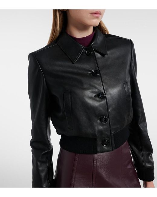 Dorothee Schumacher Black Sleek Statement Cropped Leather Blouson Jacket