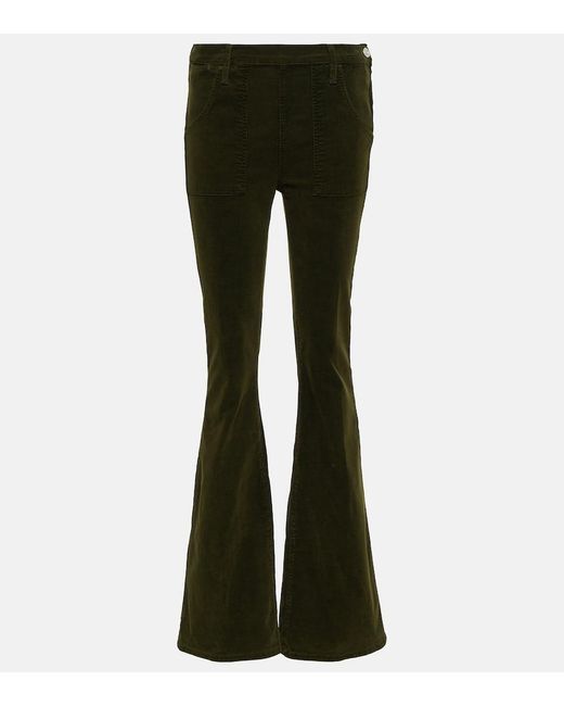 FRAME Black Le Slim Palazzo High-Rise Corduroy Flared Pants