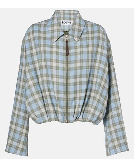 Loewe Blue Checked Draped Jacket