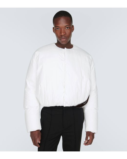 Prada White Cropped Cotton Down Jacket for men