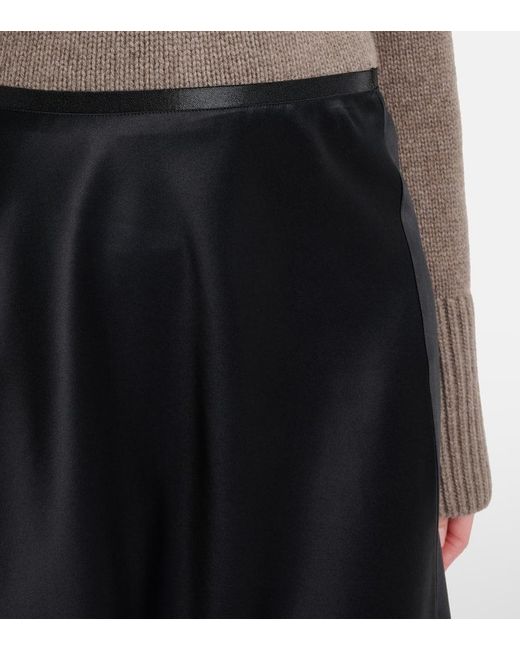 Jupe Midi Carnet En Satin De Soie Max Mara en coloris Black