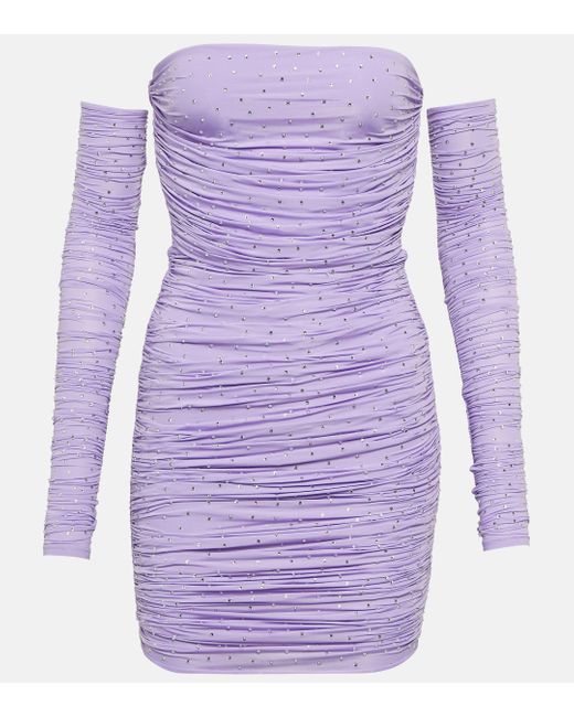 Alex Perry Purple Crystal-embellished Jersey Minidress