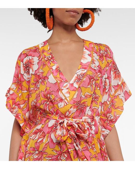 Poupette Red Andrea Floral Kaftan
