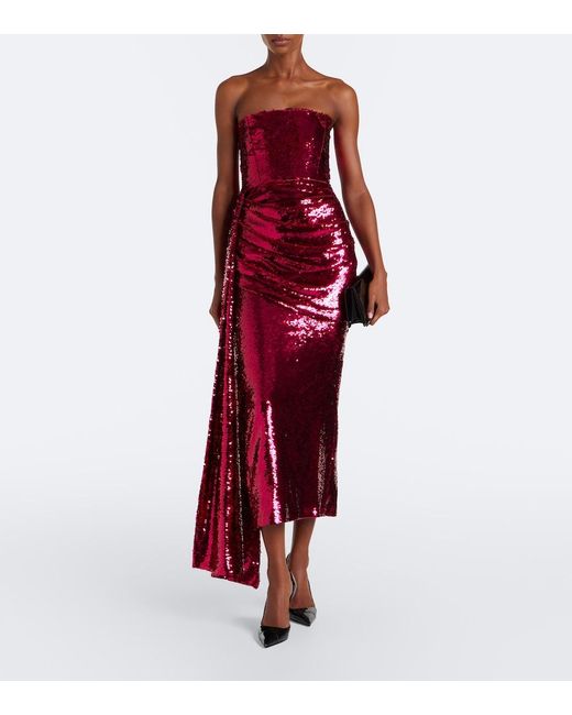 Alex Perry Red Sequined Bustier Dress