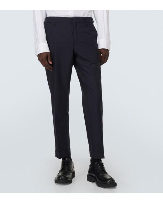 Dries Van Noten Blue Wool Straight Pants for men