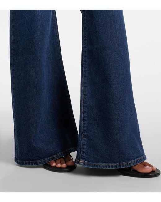7 For All Mankind Blue Low-Rise Flared Jeans