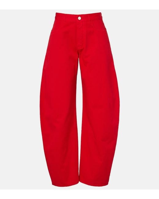 Alaïa Red Barrel-Leg Jeans