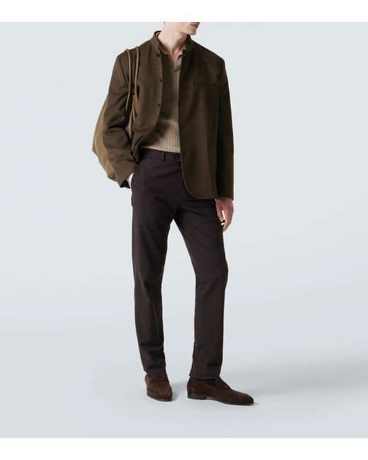 Loro Piana Natural Ribbed-Knit Cashmere Polo Sweater for men