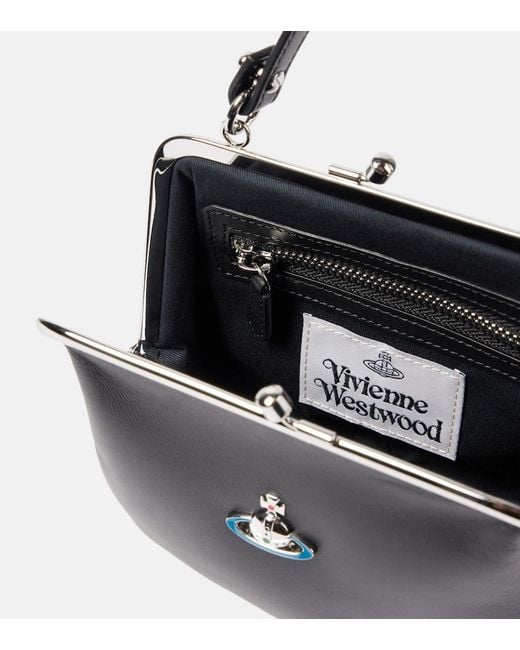 Vivienne Westwood Black Granny Frame Leather Tote Bag