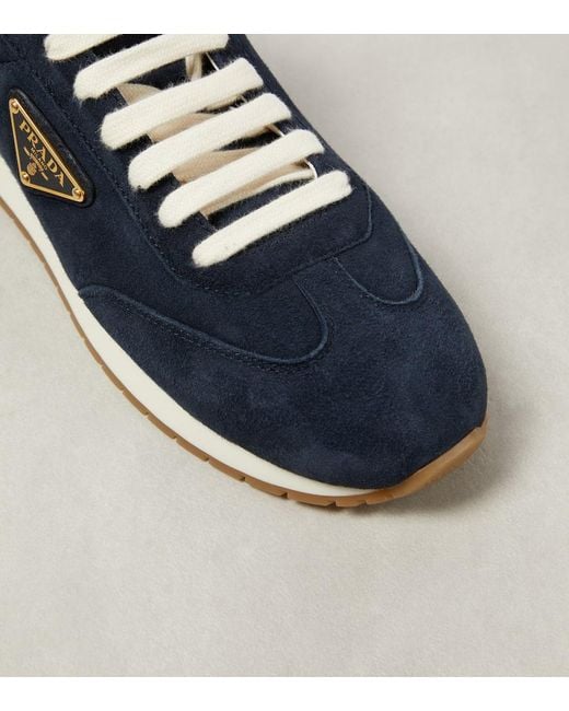 Prada Blue Sneakers Rank aus Veloursleder
