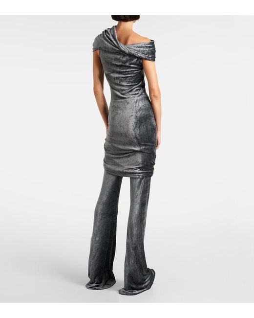 Rick Owens Gray Lola Draped Velvet Minidress