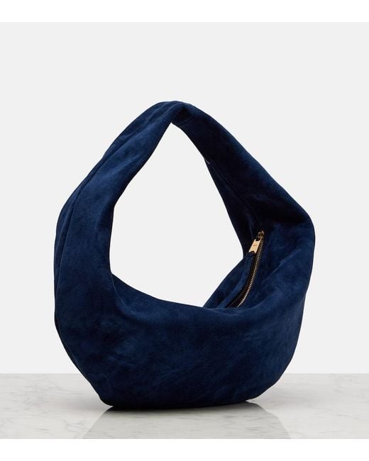 Khaite Blue Olivia Medium Suede Shoulder Bag