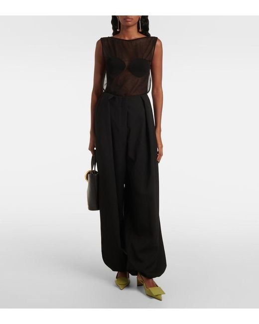 Jacquemus Gray Platano Sheer Bodysuit