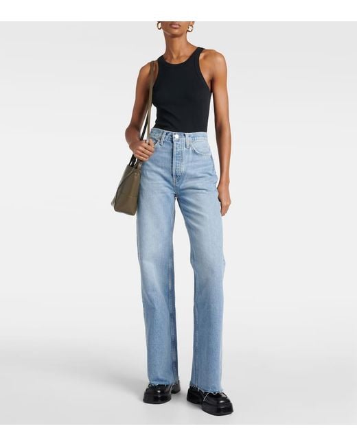 Re/done Blue High-Rise Wide-Leg Jeans