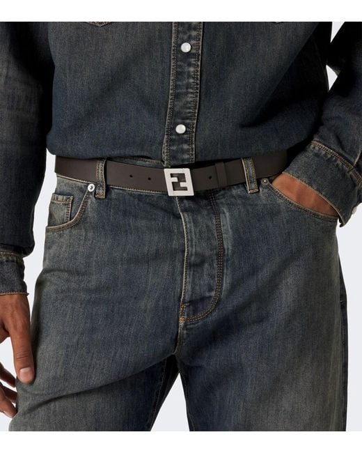 Fendi Black Ff Leather Belt for men