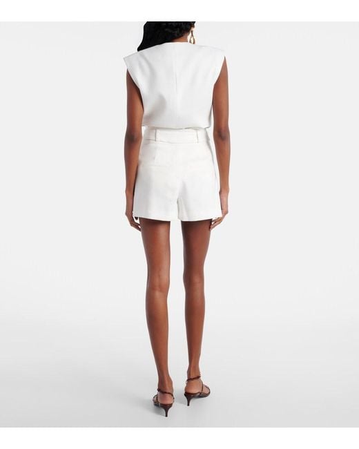Veronica Beard White Runo High-Rise Linen-Blend Shorts